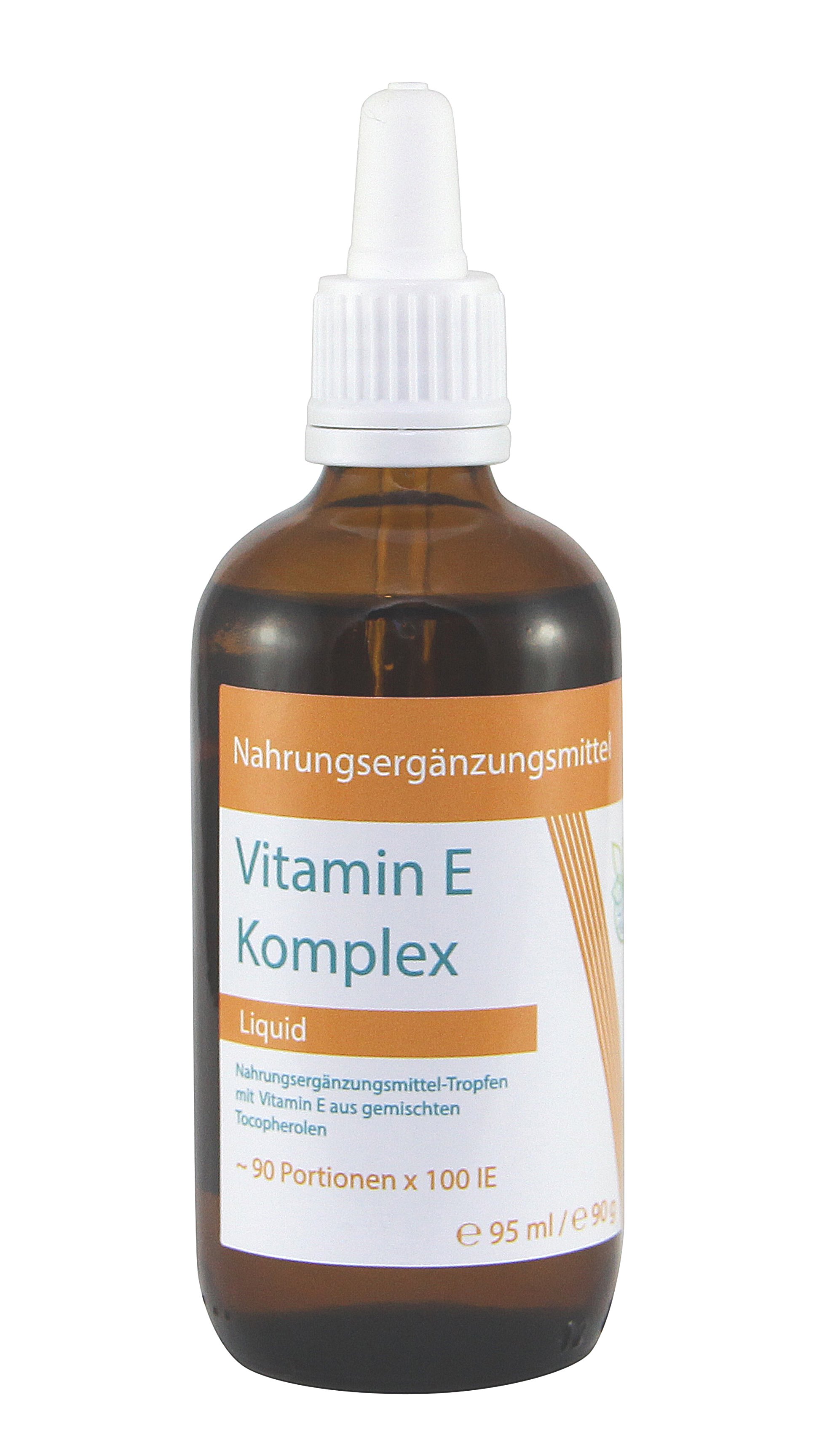 VITARAGNA Vitamin-E Komplex flüssig, natürliches Tocopherol, Vitamin-E Öl in bioaktiver Form in hochwertigem Sonnenblumenöl gelöst als hochdosiertes Liquid mit 100 IE in 1g - 95ml