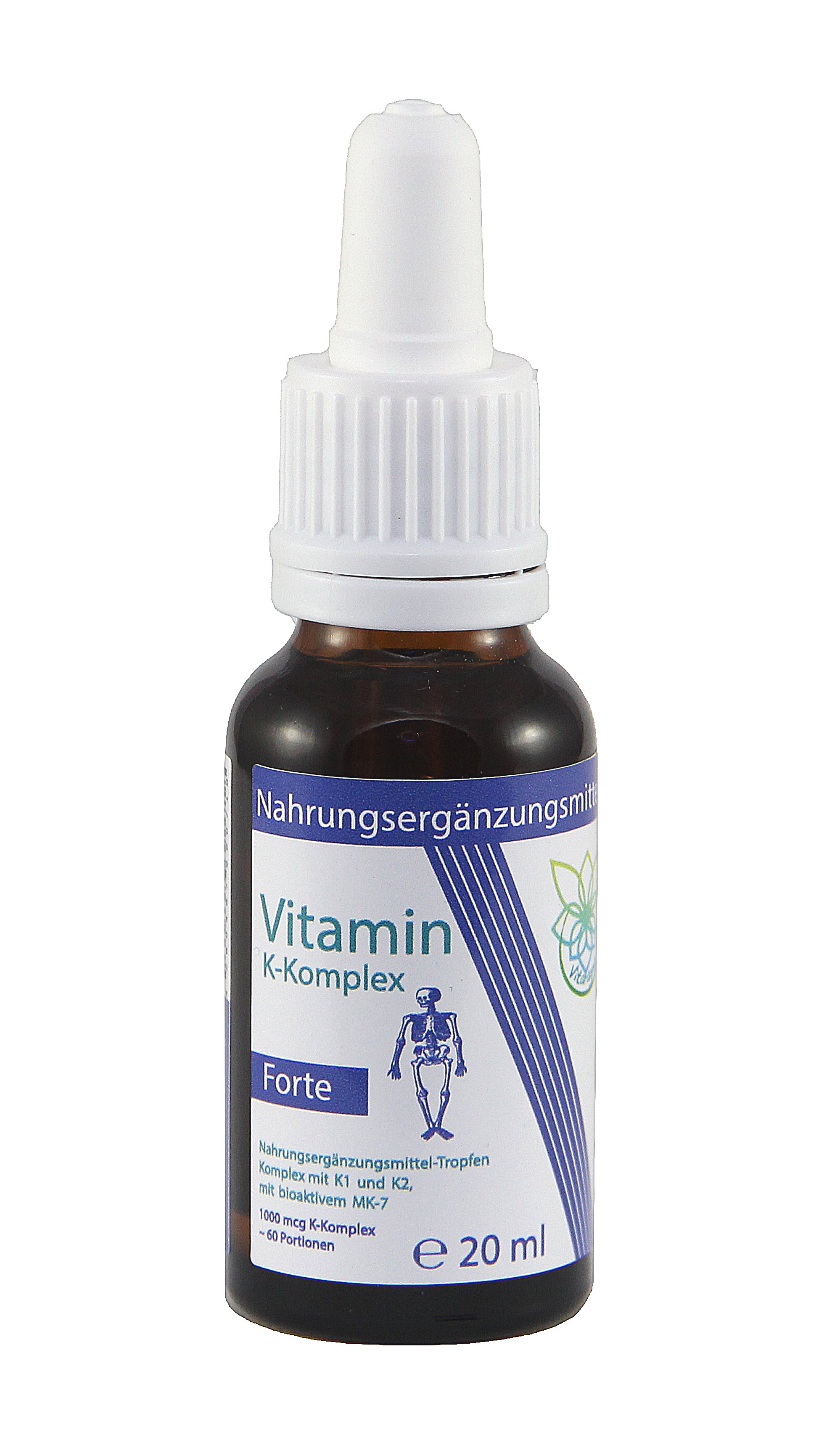 VITARAGNA Vitamin K2 Forte Tropfen flüssig, K1 und K2 - Menaquinon MK7, hochdosiertes Liquid in MCT-Öl gelöst und bioaktiver MK-7-Form, 20 ml