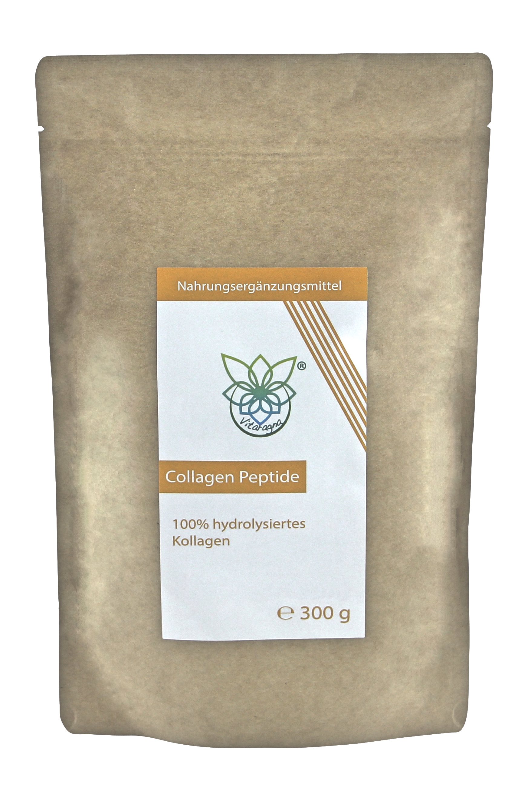 VITARAGNA Collagen Peptide Protein Pulver, 100% reines Kollagen Hydrolysat, Lift Drink, 300 g hydrolysiertes Kollagen ohne Zusätze, Gut für das Bindegewebe