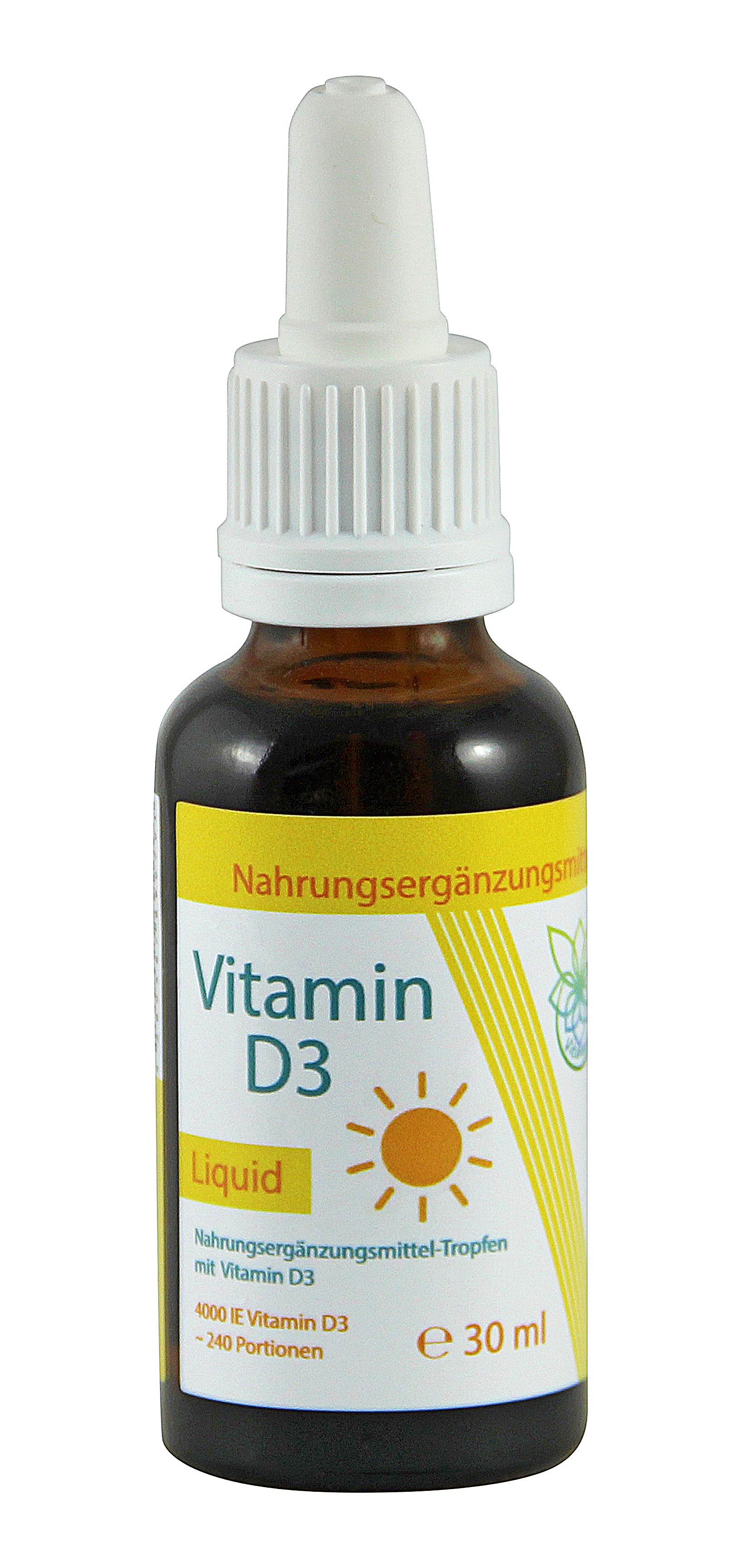 VITARAGNA Vitamin D Tropfen, hochdosiertes Vitamin D3 Liquid mit 1000 I.E. je Tropfen, Vitamin-D3 Cholecalciferol in Kokosöl gelöst, Hohe Bioverfügbarkeit mit MCT-Öl und Vitamin-E - 30ml