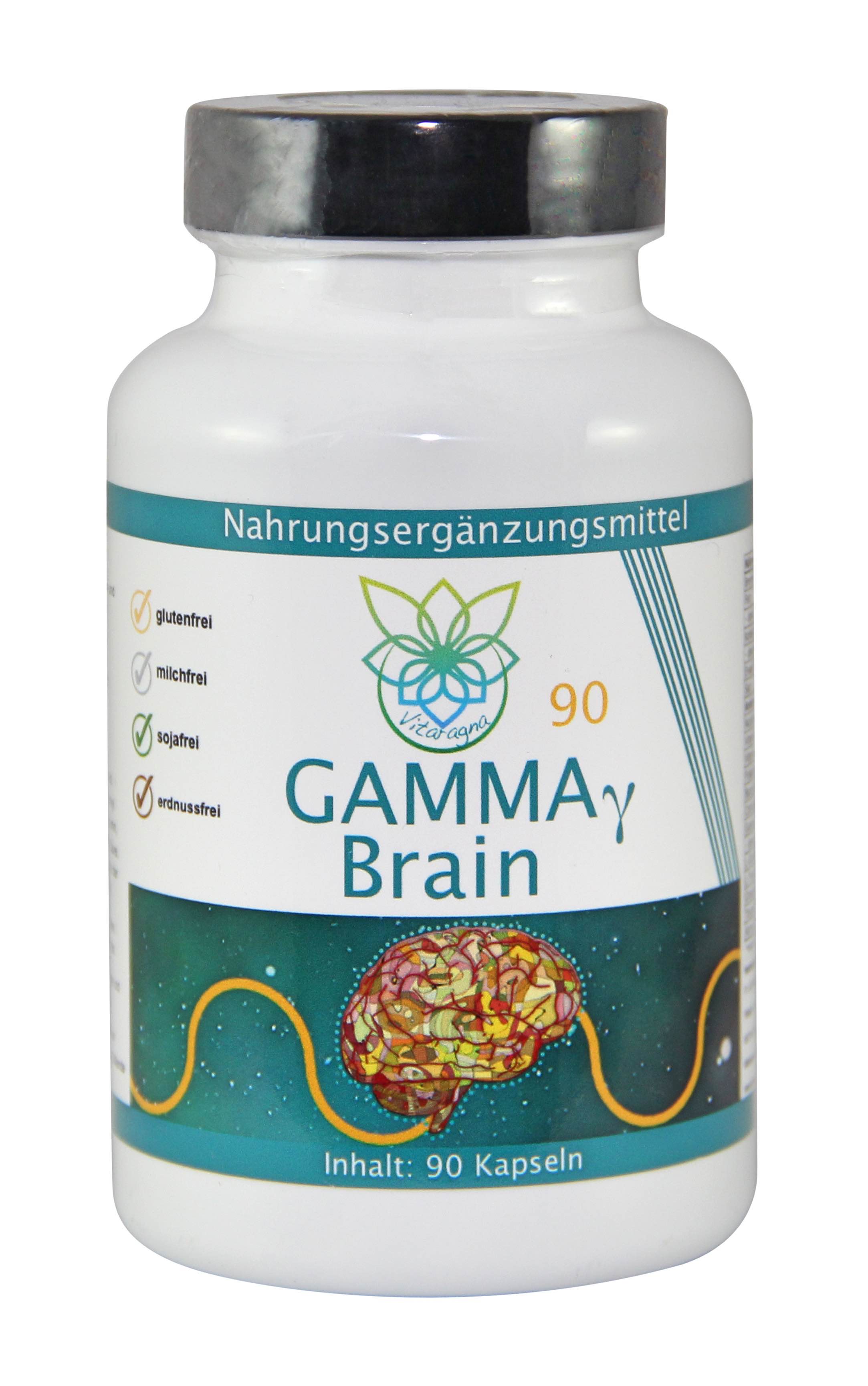 VITARAGNA Gamma Brain 90 Kapseln Premium Gehirn-Booster, Brain Booster für mehr Konzentration, Aufmerksamkeit, Leistung, Fokus. 100 % vegan